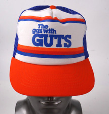 NOS RARE VINTAGE GULF OIL CAP The Gas With Guts Trucker Hat Mesh Snap Back picture