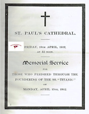 NOTICE ST PAUL'S CATHEDRAL RMS TITANIC MEMORIAL SERVICE REPRINT picture