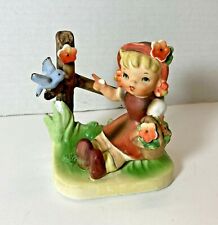 Vintage Kalk porcelain figurine girl flower basket birds picture