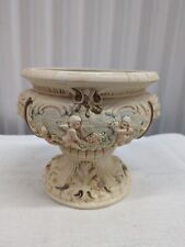 Ardco Cherub Compote Lions Pedestal Rare Vase Planter Ceramic Crackle Finish Vtg picture