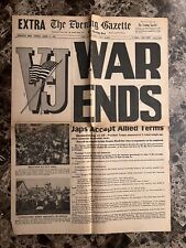 Worcester (MA) Telegram Extra Edition,  Aug 14, 1945 WWII “WAR ENDS” RARE picture