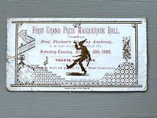 Antique 1880 Invitation Masquerade Ball Costume Contest St. Louis MO Vintage Q13 picture
