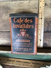 Antique Cafe Des Invalides Coffee Can Square S.S. Pierce Co. Empty picture