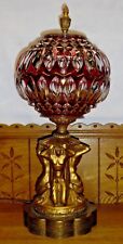 Vintage Neoclassical Flash Ruby Shade Lamp w/ Three Men Base picture