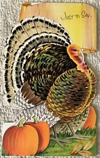 Vintage Thanksgiving Turkey Flock Large Stand Up Greeting Card Decoration 1960s picture