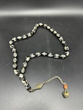 Antique Yusr Rosary Islamic Prayer Silver Inlay Beads Tasbih Handmade picture