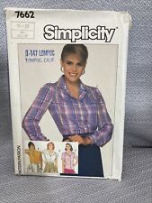 7662 Vintage Simplicity SEWING Pattern Misses Button Front Shirt Blouse Top OOP picture