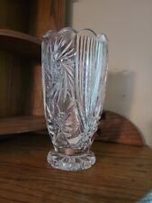 Lead Crystal Vase Pre-owned Heavy Scolloped Top/Base picture