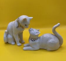 Lenox “Awake To A Kiss”  2  White Cats with Jeweled Gold Collars. picture