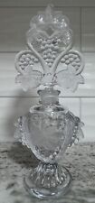 Vintage 1940s Irice Clear Glass Tall Grapevine Stopper Perfume Bottle. #669 picture