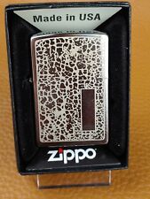 ZIPPO 49208 CRACKLE PATTERN on BRUSHED CHROME Lighter - NEW in Box JAN (A) 2020 picture