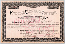 Butte, MT Phoenix Electric Co. 1896 Stock Certificate 16,895 Shares - A.J. Davis picture
