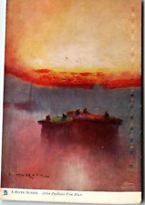 Antique Raphael Tuck & Sons Postcard Oilette A River Sunset picture
