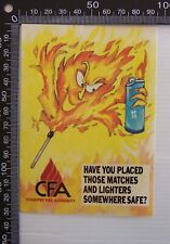 VINTAGE CFA COUNTRY FIRE AUTHORITY VICTORIA LIGHTER MATCHES SAFETY PROMO STICKER picture