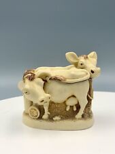 Vintage Harmony Kingdom Trinket Box w/ Lid “Jersey Belles” Cows in the field. picture