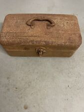 Rare Original Paint Old Antique Metal Fishing Tackle Box Union Steel Chest USA picture