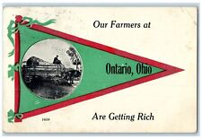 1914 Our Farmers Are Getting Rich Pennant Scene Ontario Ohio OH Posted Postcard picture