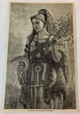 1886 magazine engraving ~ DRUIDESS WITH SACRED MISTLETOE picture