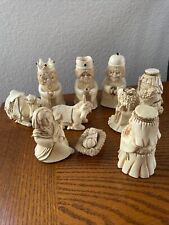 10 Pc Nativity Set Ivory Color Resin Figures by Tidings of Love, artist Jane VTG picture