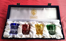 FABERGE COLORED CRYSTAL SHOT GLASSES Engraved, Mint, Luxury Imperial Collection picture