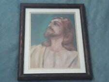 Vintage Jesus 8 X 10 Framed Image Chalk Looking Drawing/Print In Wood Frame picture