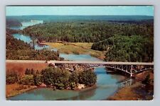 Wellston MI-Michigan, Cooley Bridge, Pine River, Vintage Souvenir Postcard picture