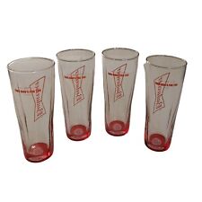 Budweiser Beer Glasses 16oz Tall Red Bottom Signature  *Rare* Lot of 4 picture