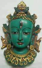 Vintage resin Tibetan goddess Tara face mask wall hanging buddhism blue decor  picture