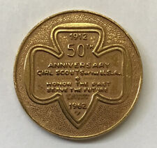 Vintage 1912-1962 Girl Scouts Of The USA 50th Anniversary Coin Token Gold Tone A picture