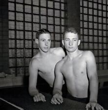 Two affectionate friends in the pool 1930s gay man's collection 4x4  picture