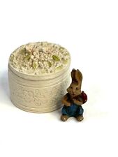 Resin Floral Trinket Box With Easter Bunny Rabbit picture