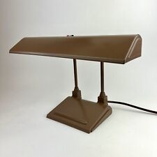 Vtg Art Deco Metal Industrial Bankers Student Desk Lamp Double Florescent Light picture