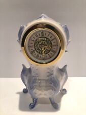 Ceramic Blue White Mantle Clock Figurine West Germany Artistic Vintage picture