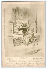 1898 Christmas Store Girl And Dog On The Window Posted Antique Postcard picture