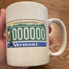 Vermont Green Mountain State License Plate Coffee Mug Rare DMV Issued strong picture