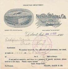 U.S. Illustrated The Nelson, Baker & Co. Pharmacists Mich. Paid Invoice Rf 43510 picture