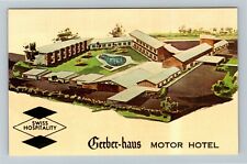 Fort Wayne IN-Indiana, Gerber-haus, Motor Hotel, Aerial View, Vintage Postcard picture