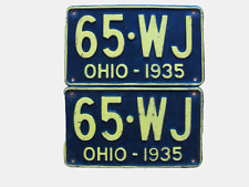 Pair of 1935 Ohio Shorty License Plates in Good original condition 65-WJ picture