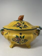 Vintage Italian Pottery Covered Soup Tureen and Ladle Yellow floral Number010454 picture