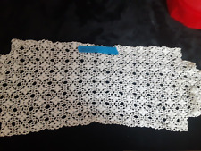 Vintage lace crochet table or dresser cover or topper 27.5x14 flowers handmade picture