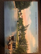 Vintage Linen Postcard Sunset Islands Miami Beach, Florida. Unposted c1940s picture