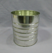 Vintage 2000's Large 6x7 Silver Ribbed Side Steel Fruit Vegetable Old Tin Can picture