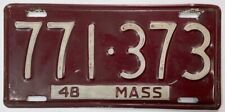 Massachusetts 1948 License Plate 771-373 Original Paint in Good Condition picture