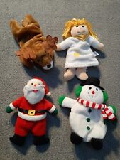 set of 4 Christmas GAF Beanie Plush Santa Snowman Angel & Reindeer 7