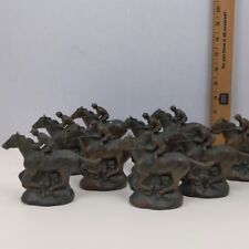 Race Horse With Jockey Cast Metal Sculptures Figurine Antique Bronze Style Set  picture