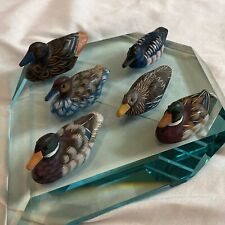Miniature Hand Painted Wooden Decoy Ducks Lot Of Six (6) picture