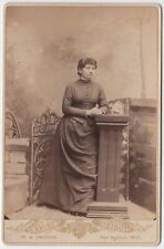 CIRCA 1890s CABINET CARD W.A. CROUCH GORGEOUS YOUNG LADY EAST SAGINSAW MICHIGAN picture