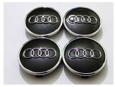 Set Of 4 BLACK Audi Alloy Wheel Hub Centre Caps 60mm picture
