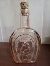 Vintage Wheaton Pink Glass Bottle & Cork  Horse Shoe Medicine Co  7.5