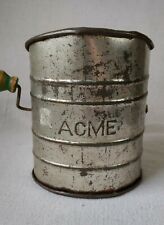 Vintage Acme Mechanical Flour Sifter - 3 Cup Tin Metal picture